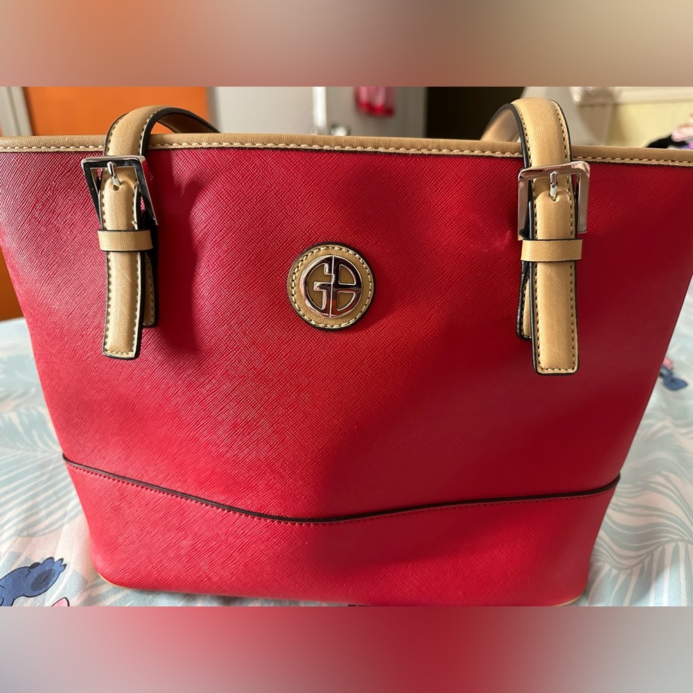 Giani Bernini Red and Tan Shoulder Bag